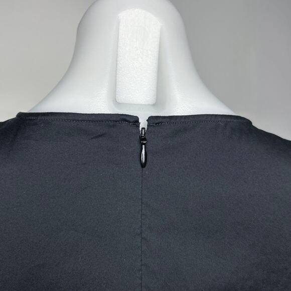 Theory Carrian H Women’s Black Short Sleeve Cotton Peplum Zip Blouse Top Sz XSP - Picture 6 of 9